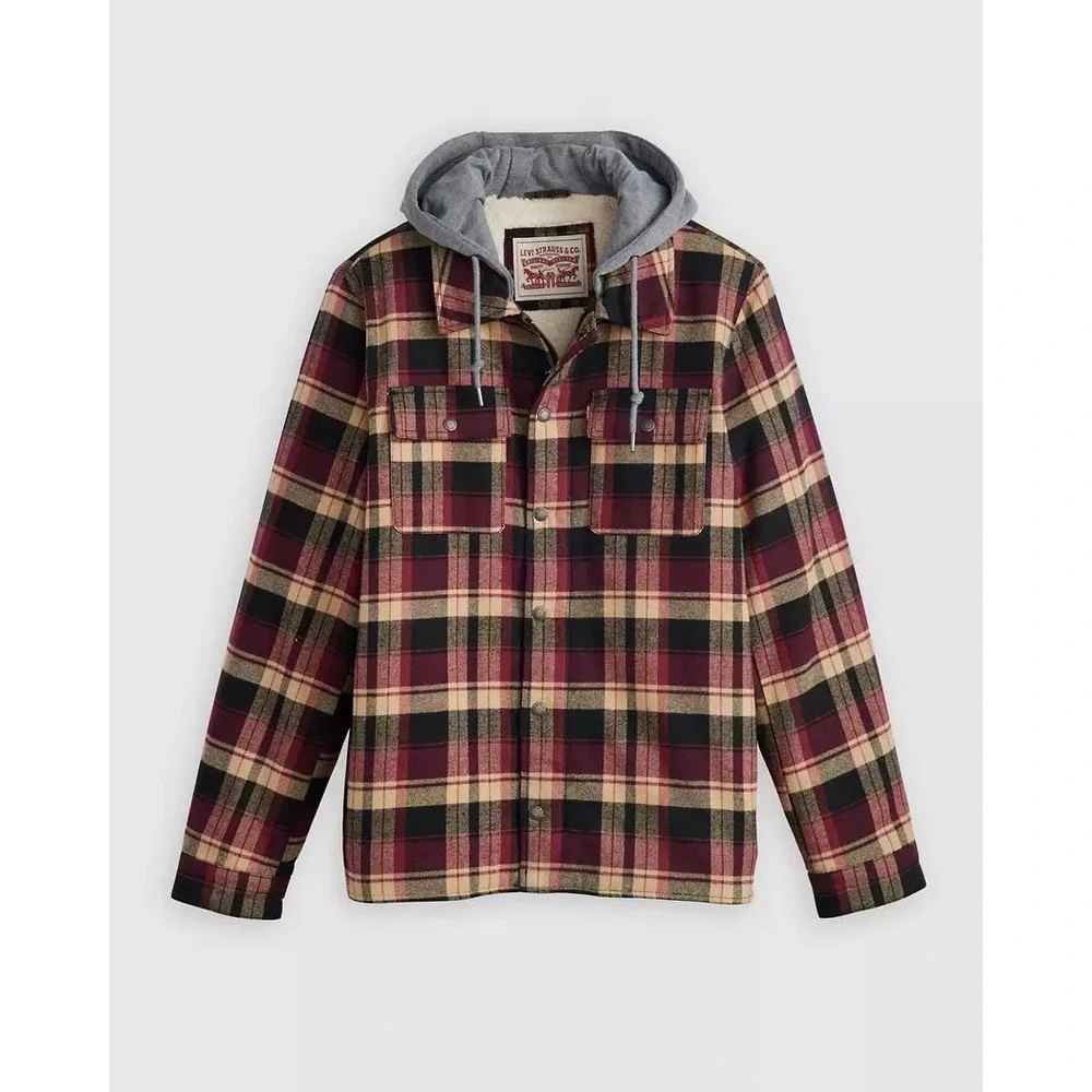 Levi's Flannel Jacket Men's Large Sherpa Lined Fleece Shacket NWT‎